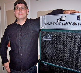 Joseph Patrick Moore with his Aguilar Bass Rig
