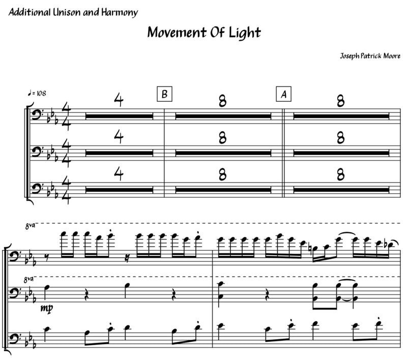 Bass Score and Transcription for Movement Of Light by Bassist Joseph Patrick Moore